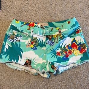 Roxy Hawaiian Print Denim Shorts